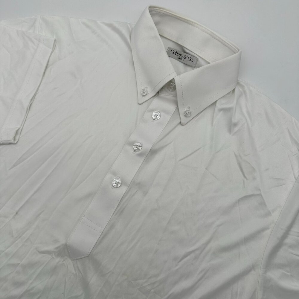 NWOT Collars & Co Men's Oxford Button Down Collar Polo, Size Small, White